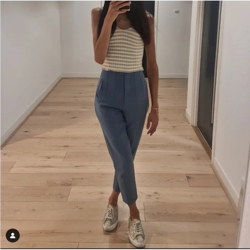 Zara fitted blue sculpting trousers high waist NWT